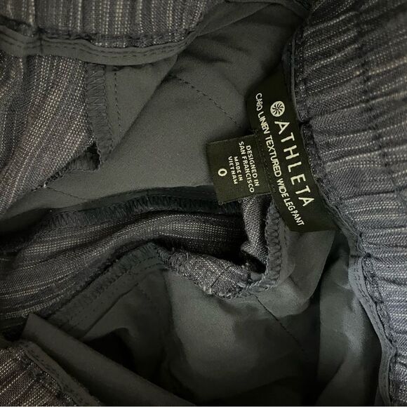 Athleta Women's Cabo Linen Textured Wide Leg Blue Stripe Pull On Pants Blue 0 - Picture 12 of 14